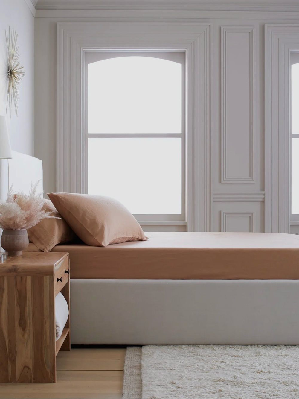 New Quince European Linen Fitted Sheet Set King (3 piece) - Latte $144